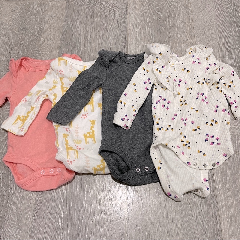 Cat & Jack long sleeved onesie bundle